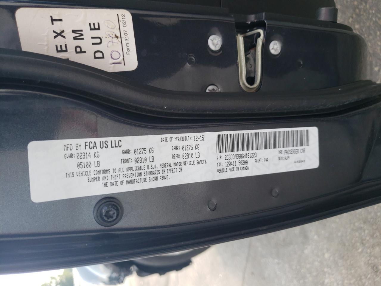 2016 Chrysler 300C VIN: 2C3CCAEG8GH161223 Lot: 65665334