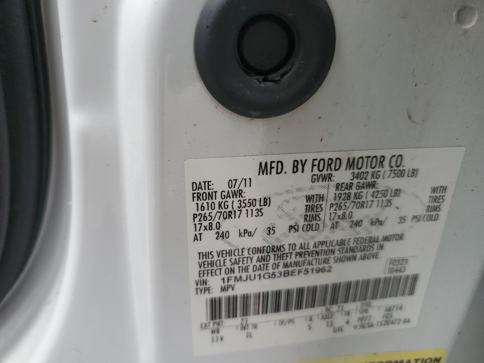 1FMJU1G53BEF51962 2011 Ford Expedition Xl