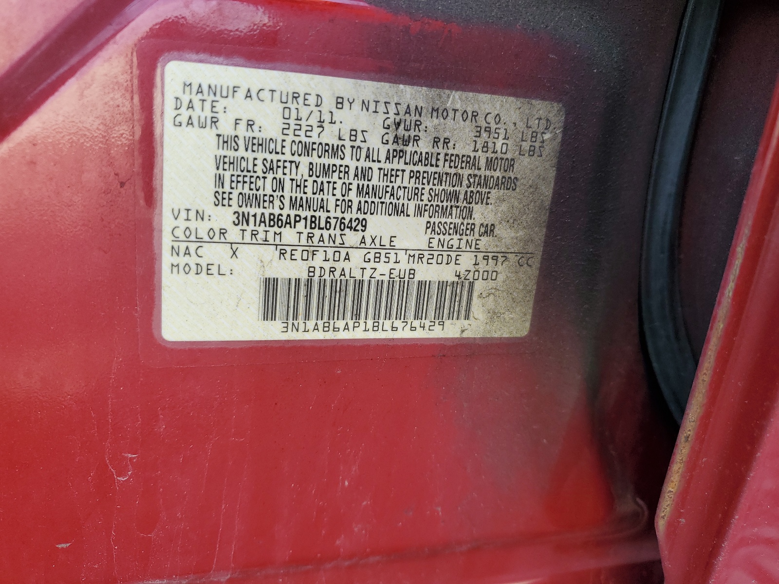 3N1AB6AP1BL676429 2011 Nissan Sentra 2.0