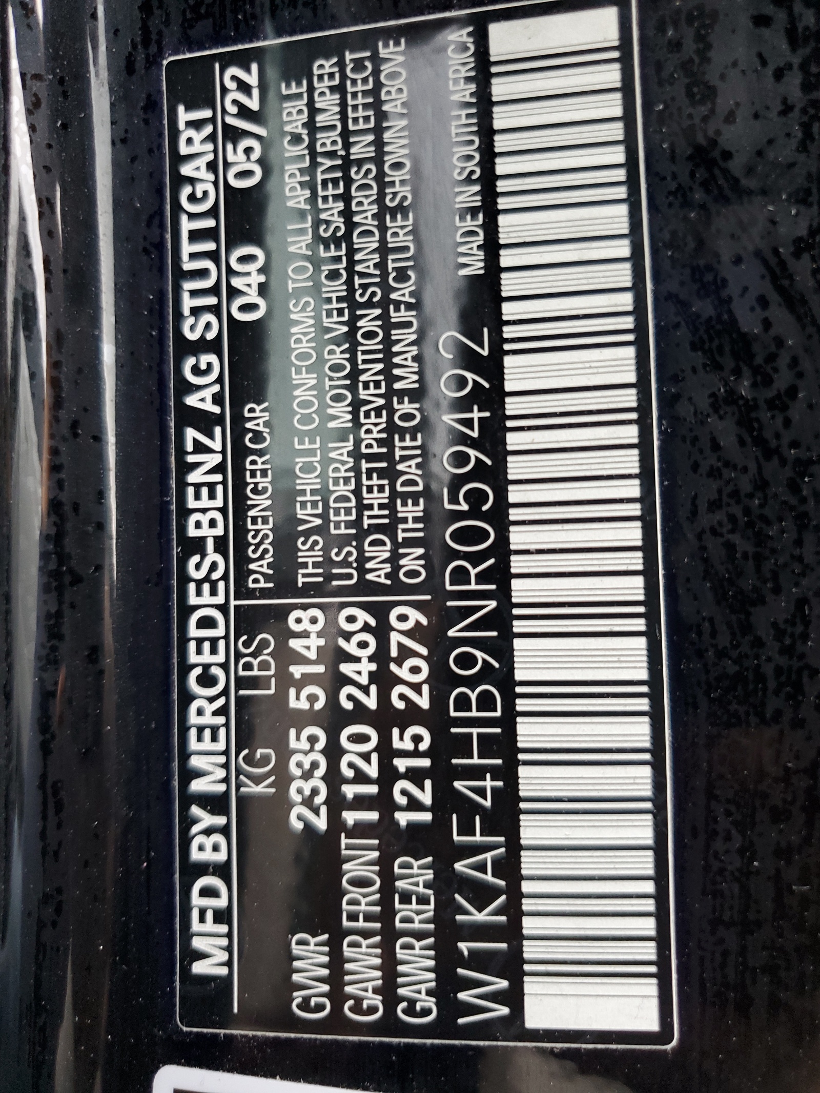 W1KAF4HB9NR059492 2022 Mercedes-Benz C 300 4Matic