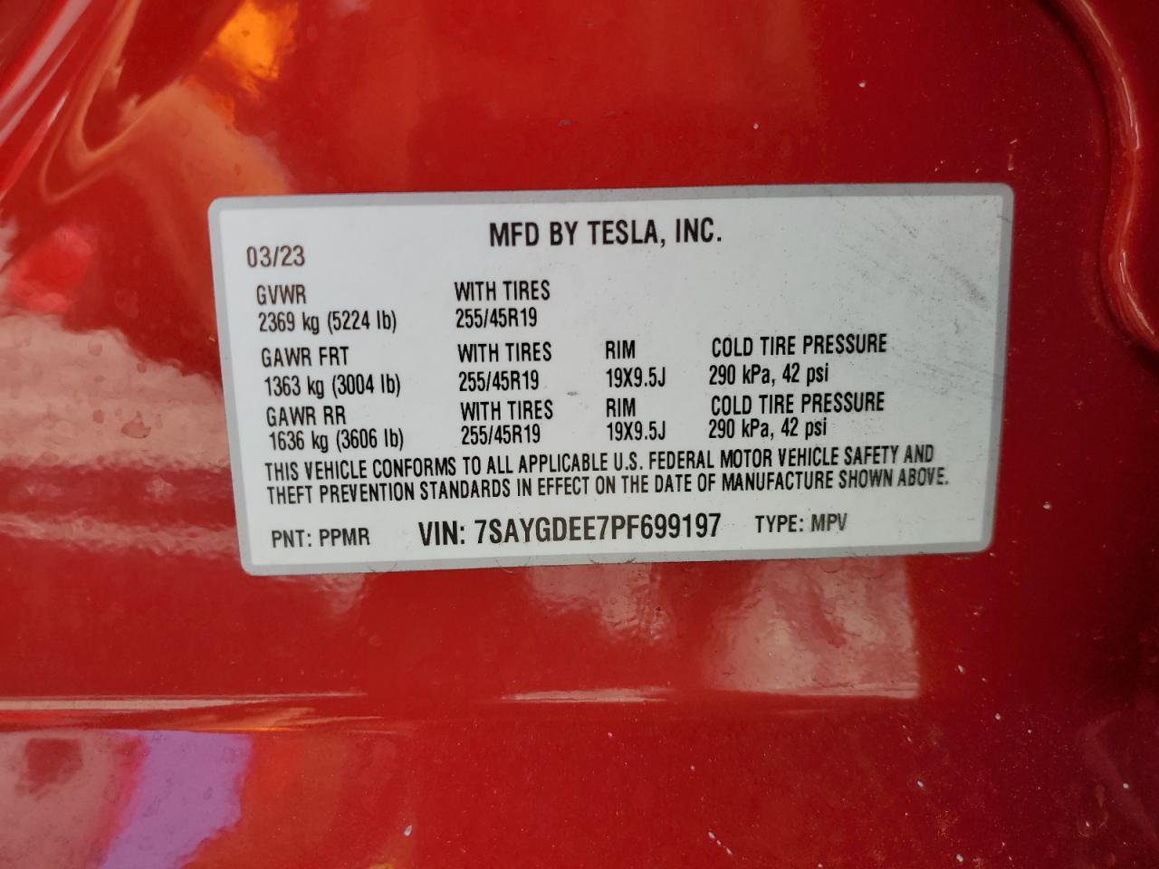 7SAYGDEE7PF699197 2023 TESLA MODEL Y - Image 12