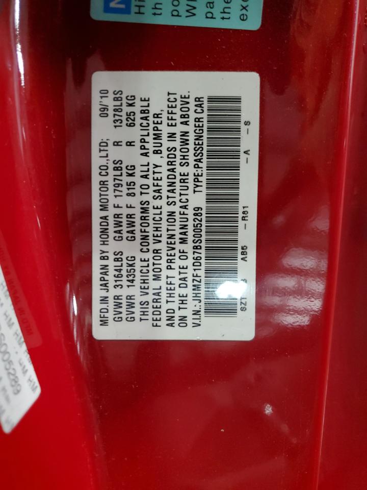 2011 Honda Cr-Z Ex VIN: JHMZF1D67BS005289 Lot: 62134324