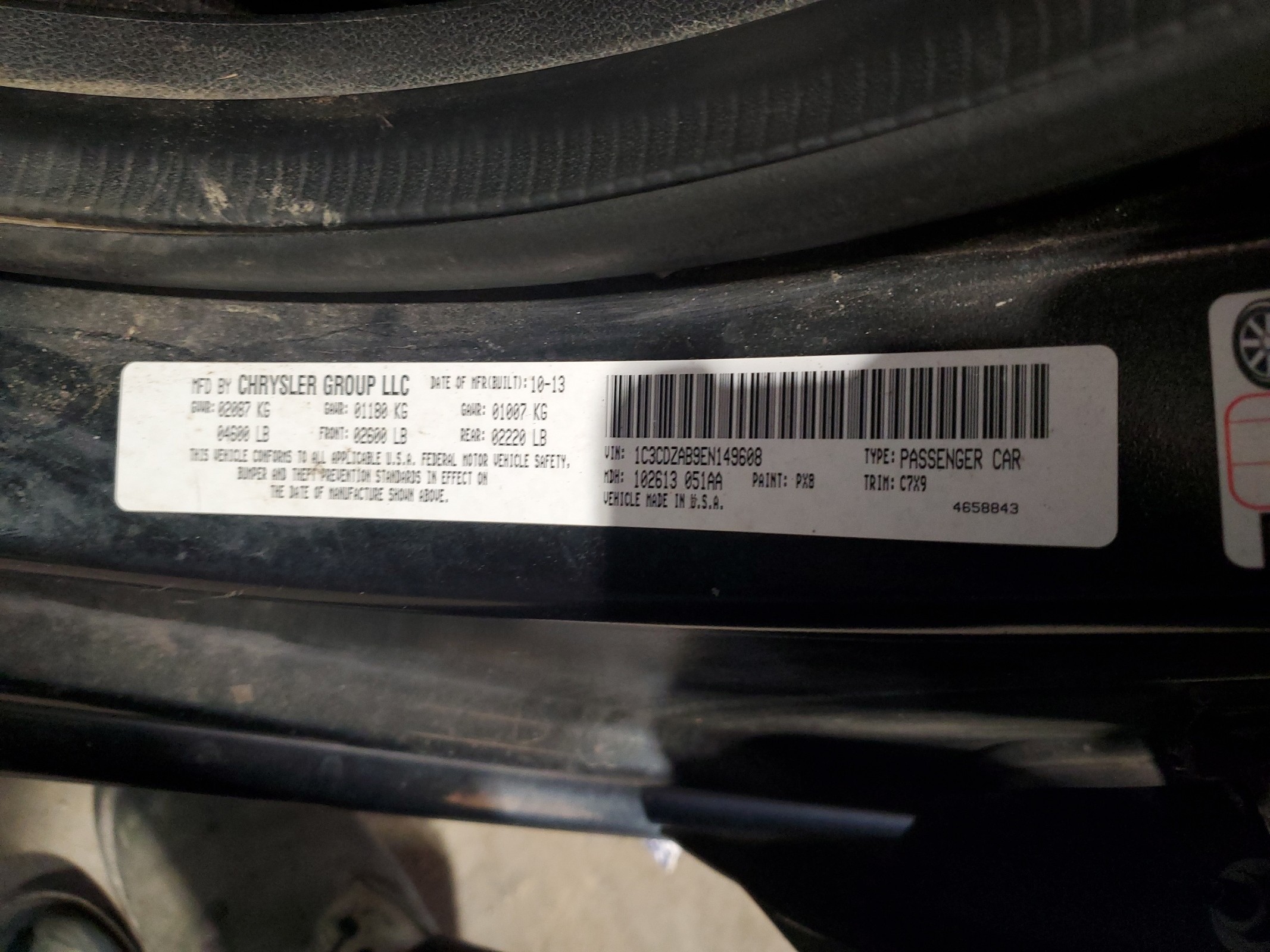 1C3CDZAB9EN149608 2014 Dodge Avenger Se