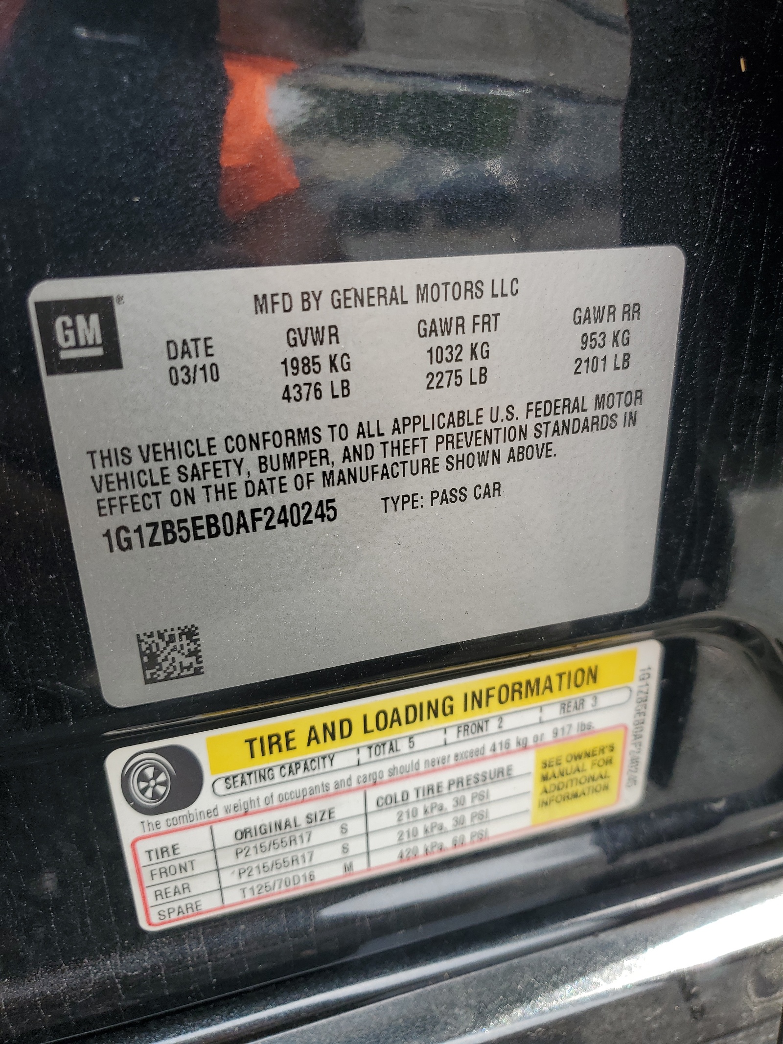 1G1ZB5EB0AF240245 2010 Chevrolet Malibu Ls