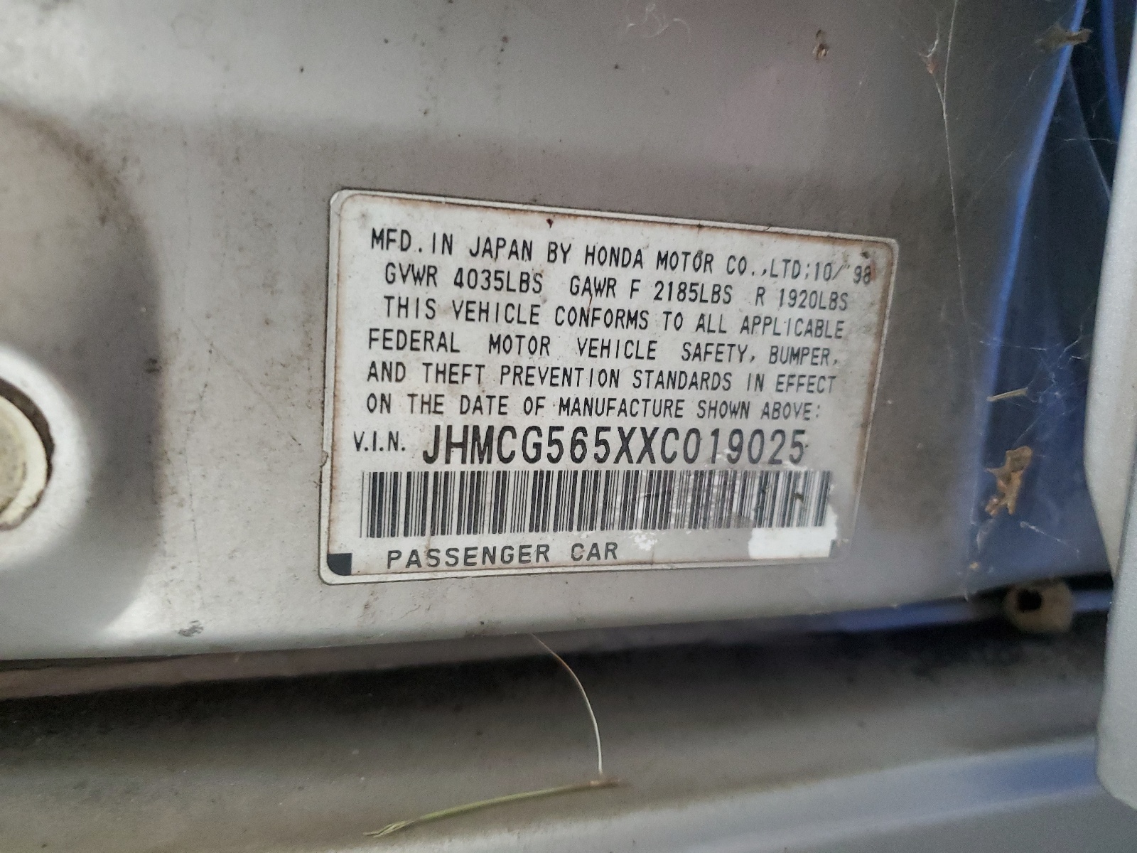 JHMCG565XXC019025 1999 Honda Accord Ex