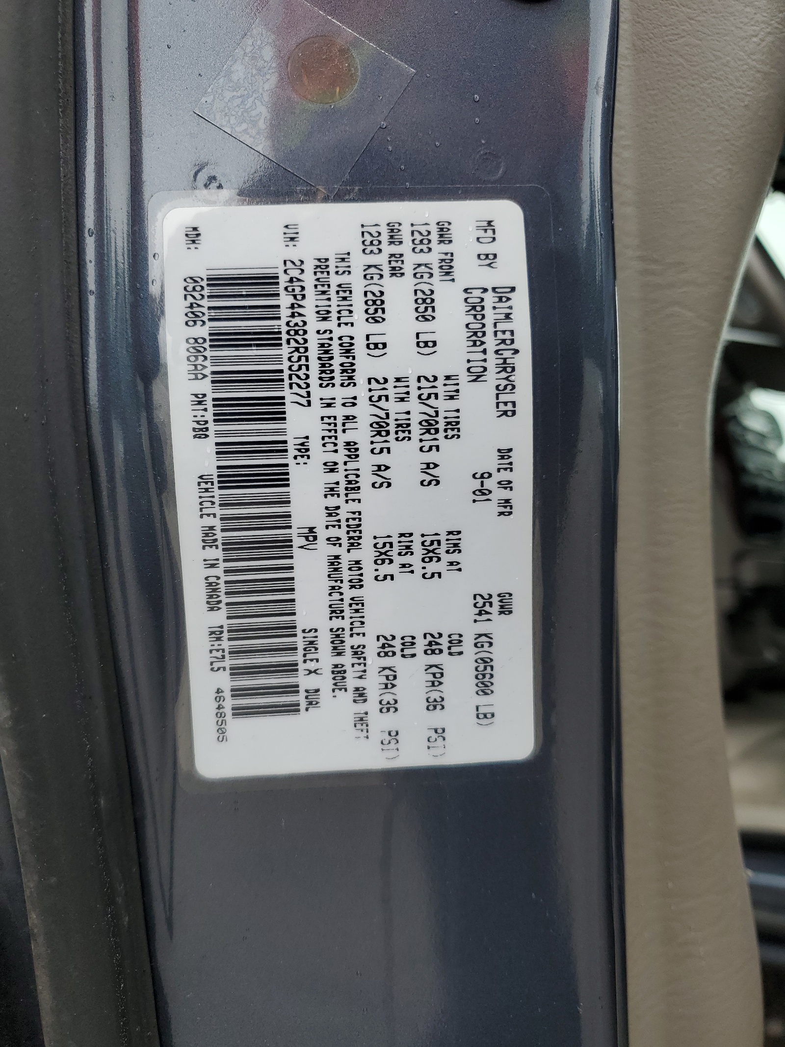 2C4GP44382R552277 2002 Chrysler Town & Country Lx