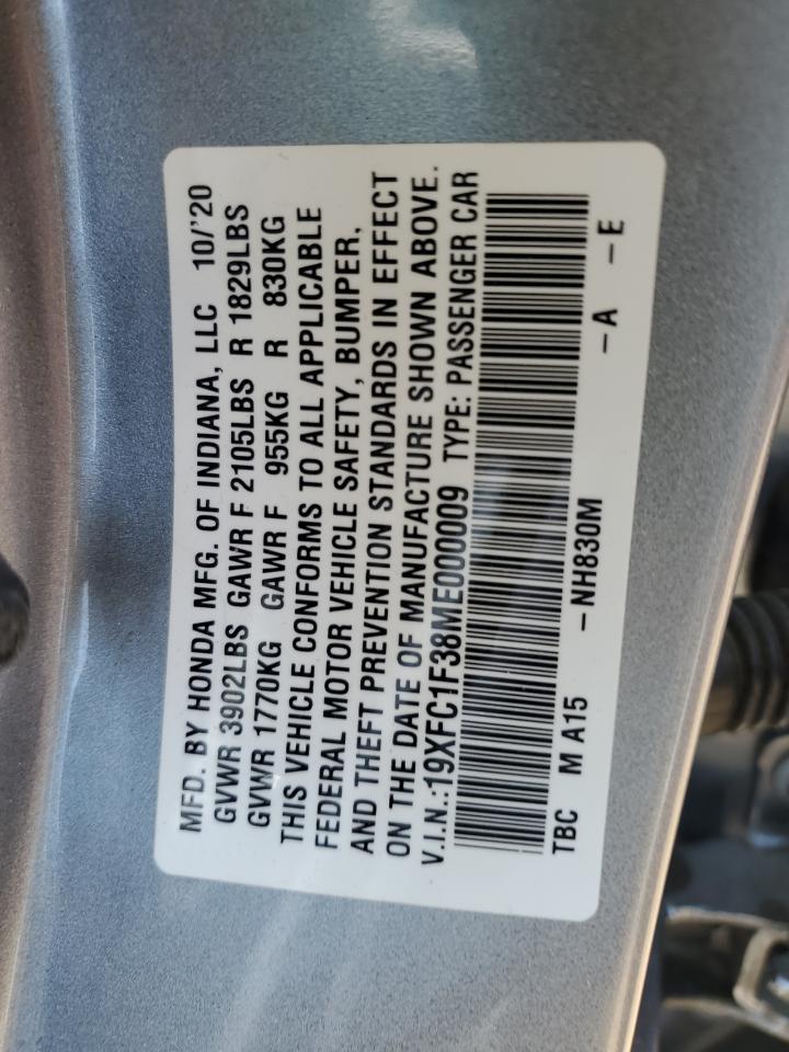 19XFC1F38ME000009 2021 Honda Civic Ex