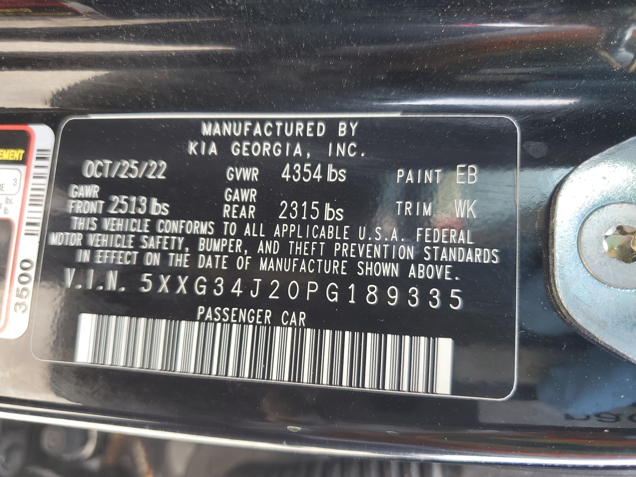 5XXG34J20PG189335 2023 Kia K5 Ex