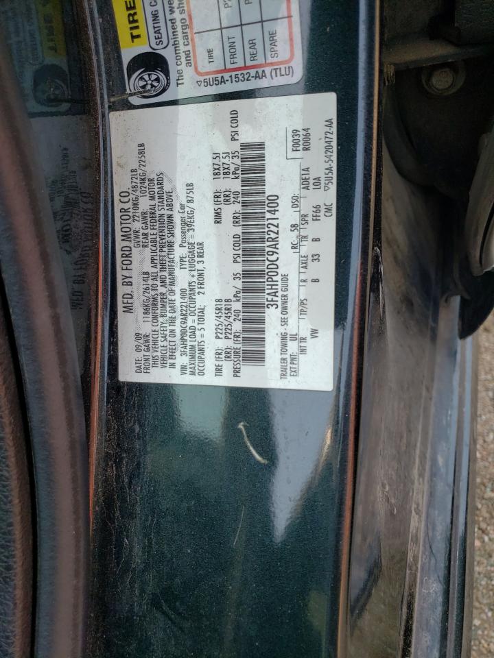 2010 Ford Fusion Sport VIN: 3FAHP0DC9AR221400 Lot: 64486234