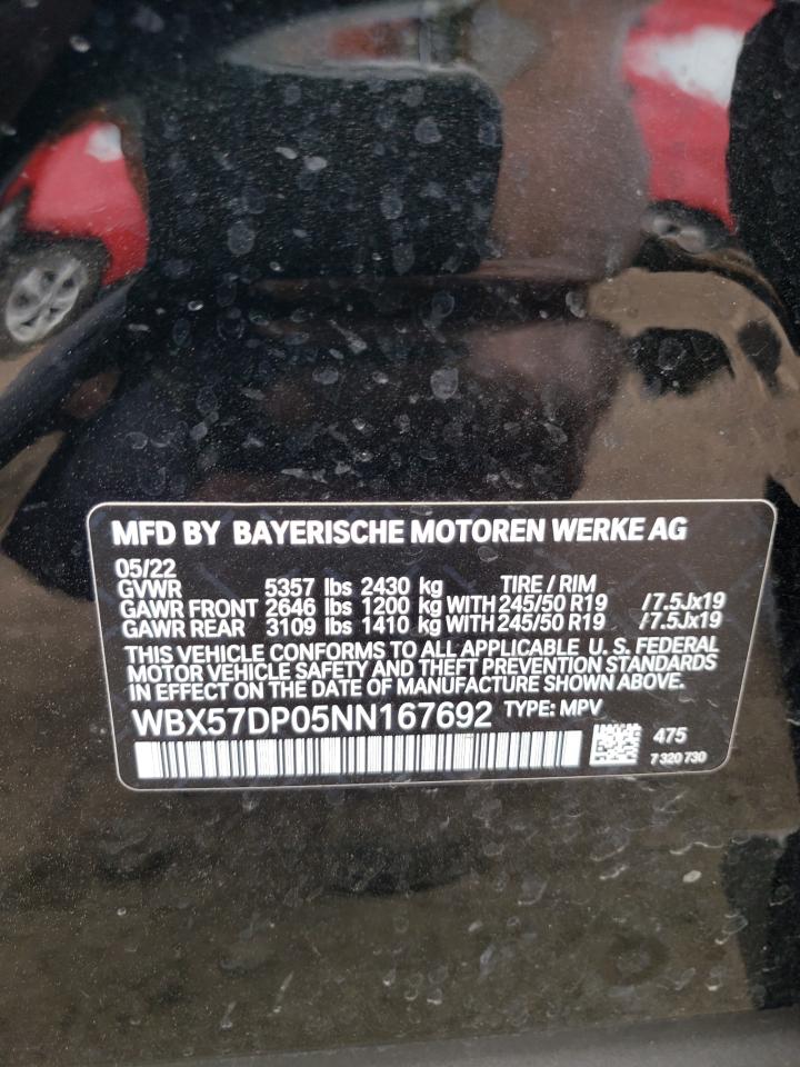 2022 BMW X3 xDrive30I VIN: WBX57DP05NN167692 Lot: 64367964