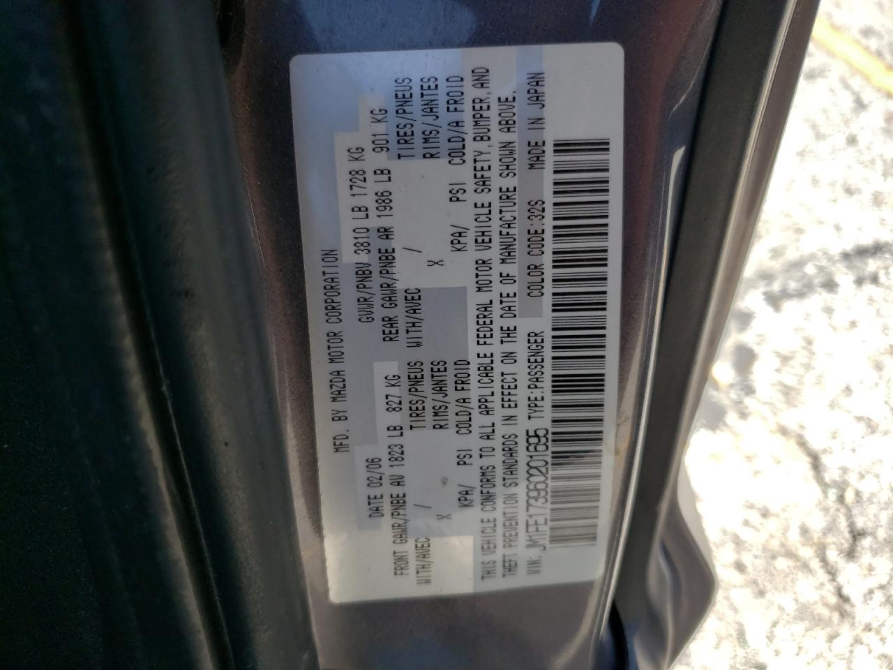 2006 Mazda Rx8 VIN: JM1FE173960201695 Lot: 63909064