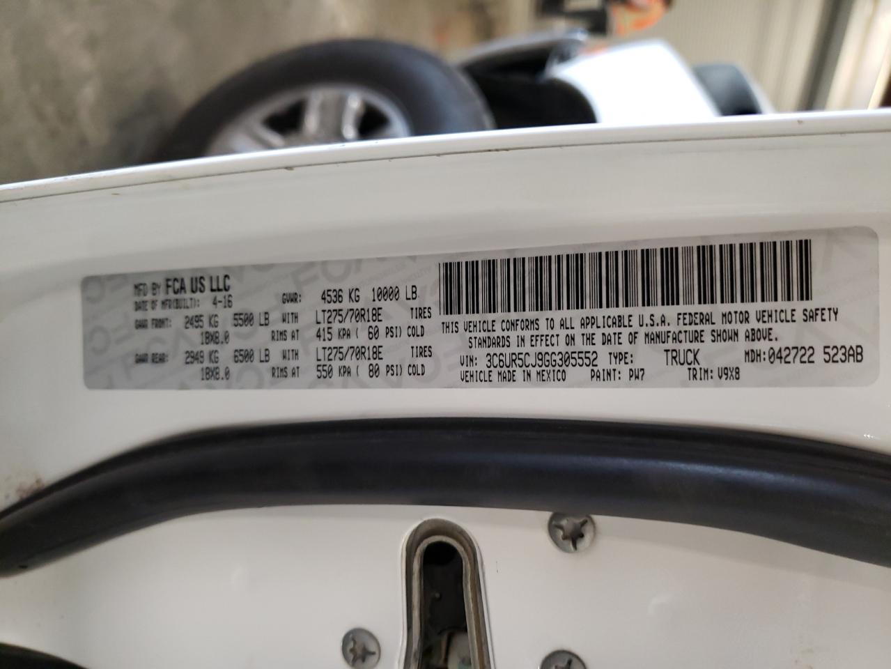 2016 Ram 2500 St VIN: 3C6UR5CJ9GG305552 Lot: 64259514