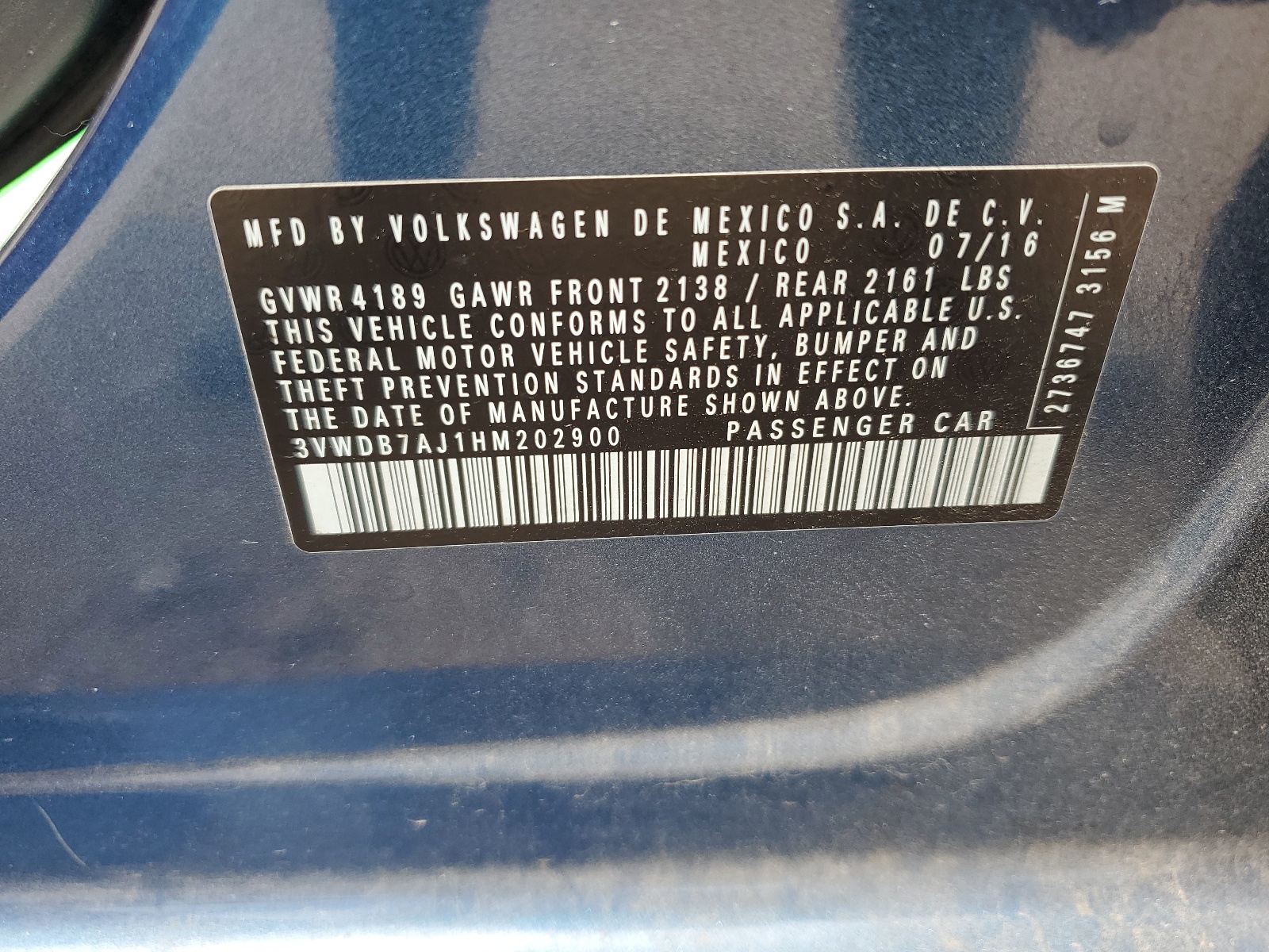 3VWDB7AJ1HM202900 2017 Volkswagen Jetta Se