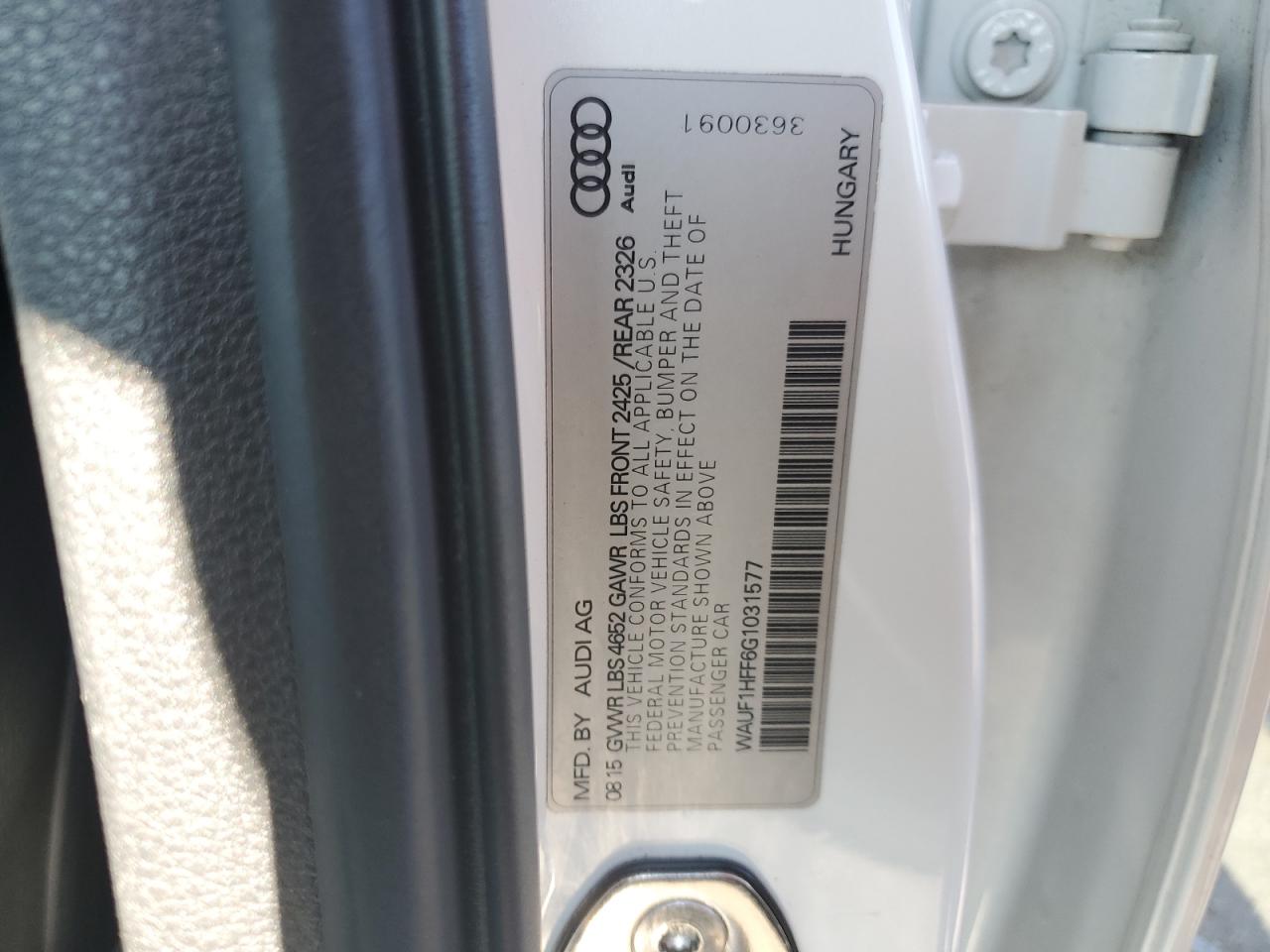 2016 Audi S3 Prestige VIN: WAUF1HFF6G1031577 Lot: 65208384