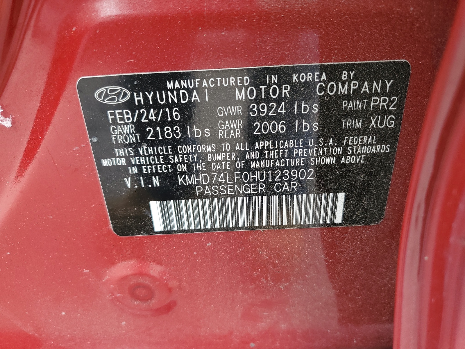 KMHD74LF0HU123902 2017 Hyundai Elantra Se