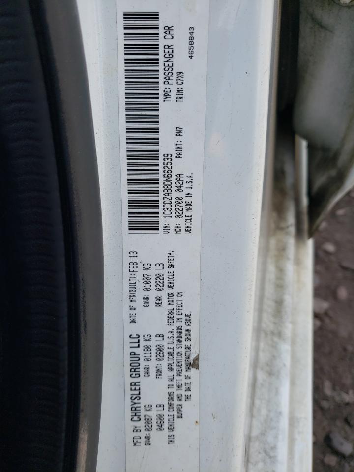 2013 Dodge Avenger Se VIN: 1C3CDZAB8DN662539 Lot: 62428814