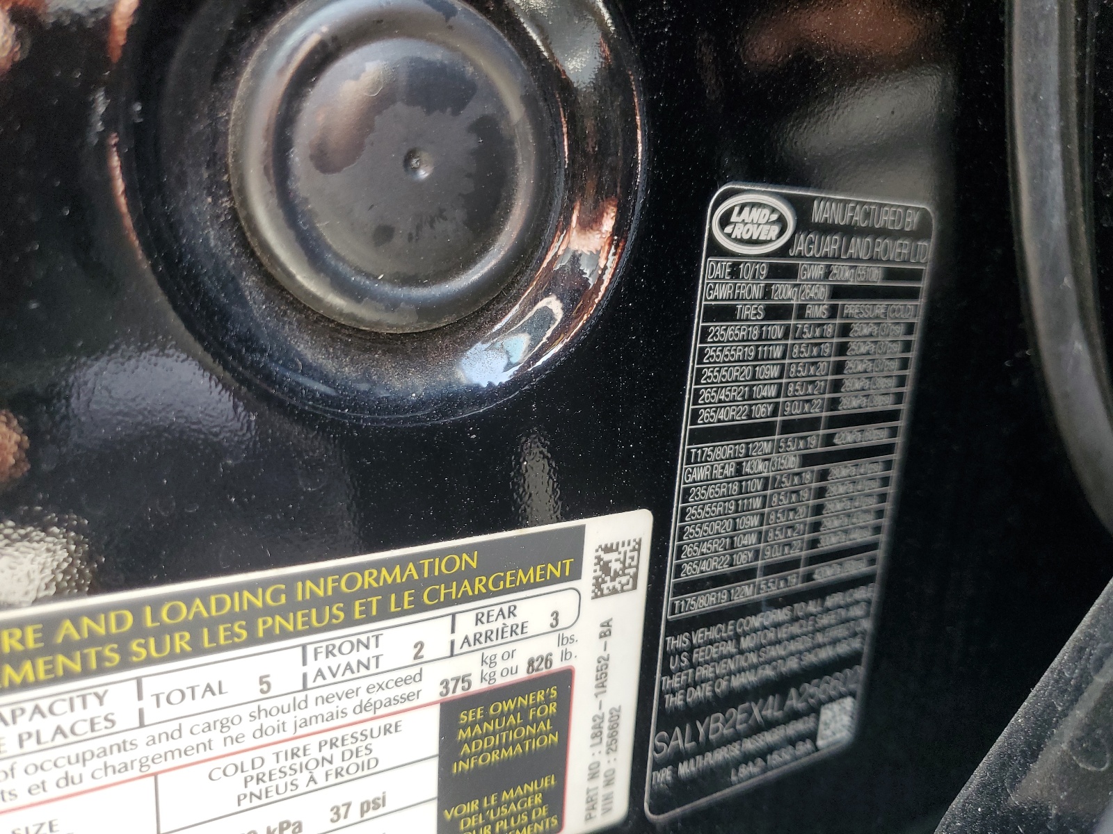 SALYB2EX4LA256602 2020 Land Rover Range Rover Velar S