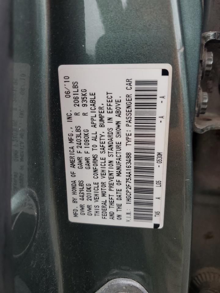 1HGCP2F75AA163488 2010 Honda Accord Ex