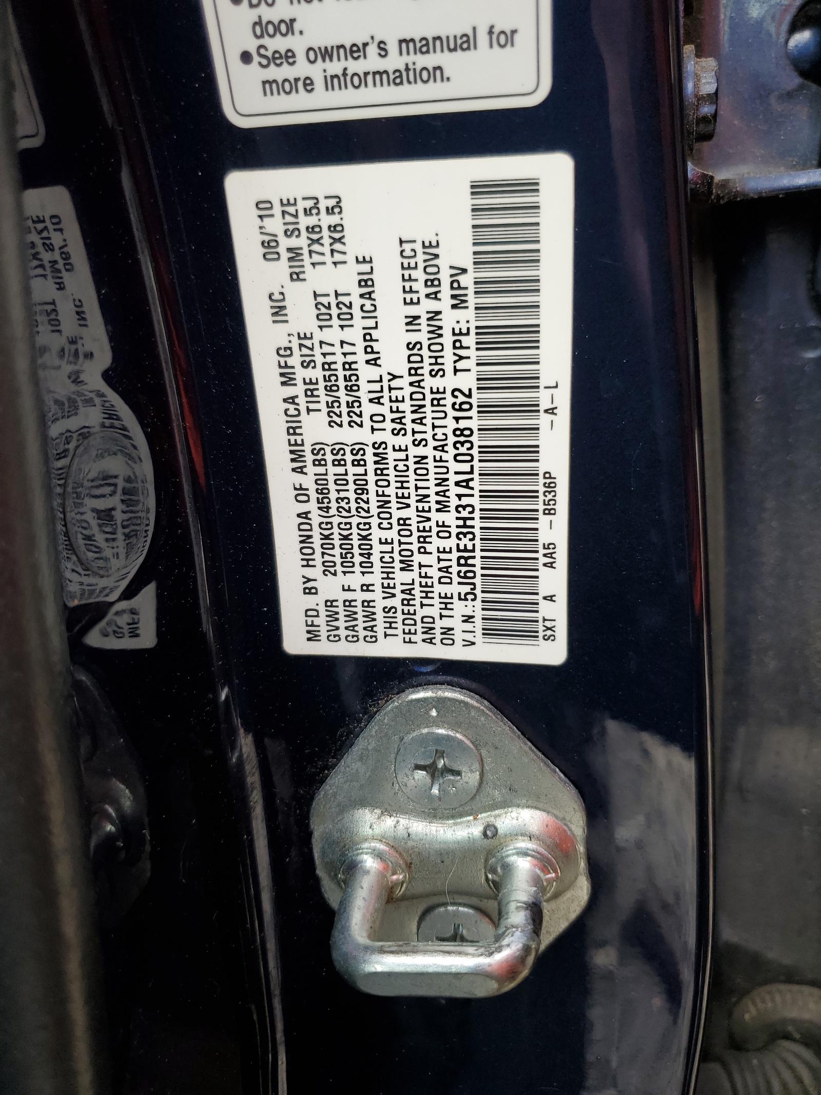 5J6RE3H31AL038162 2010 Honda Cr-V Lx