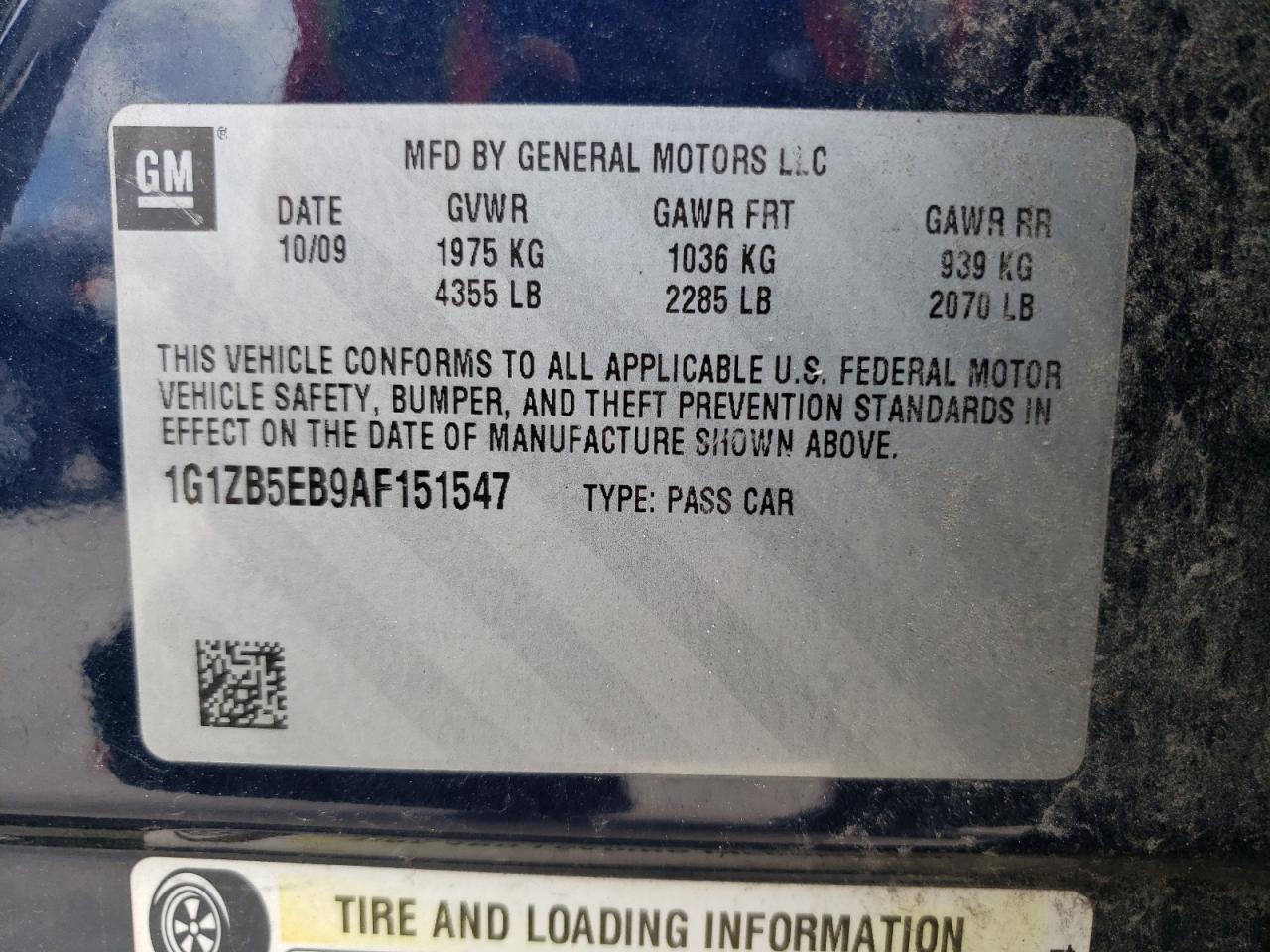 2010 Chevrolet Malibu Ls VIN: 1G1ZB5EB9AF151547 Lot: 64789414