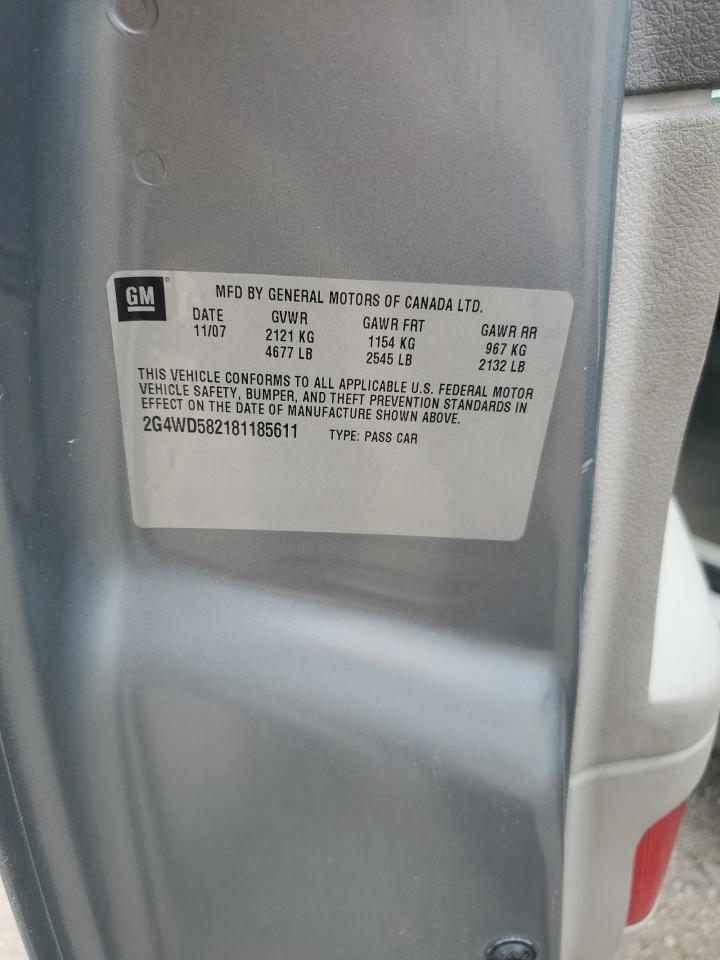 2008 Buick Lacrosse Cxl VIN: 2G4WD582181185611 Lot: 62703614