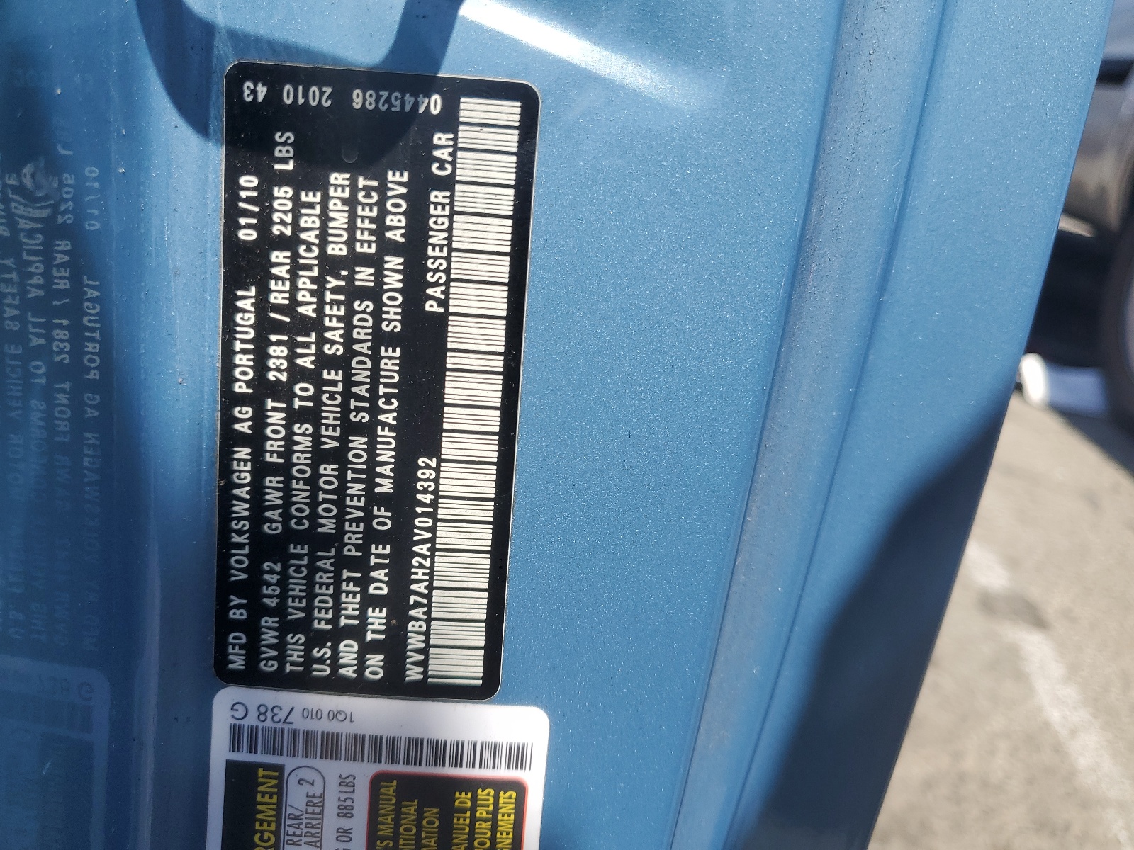 WVWBA7AH2AV014392 2010 Volkswagen Eos Turbo