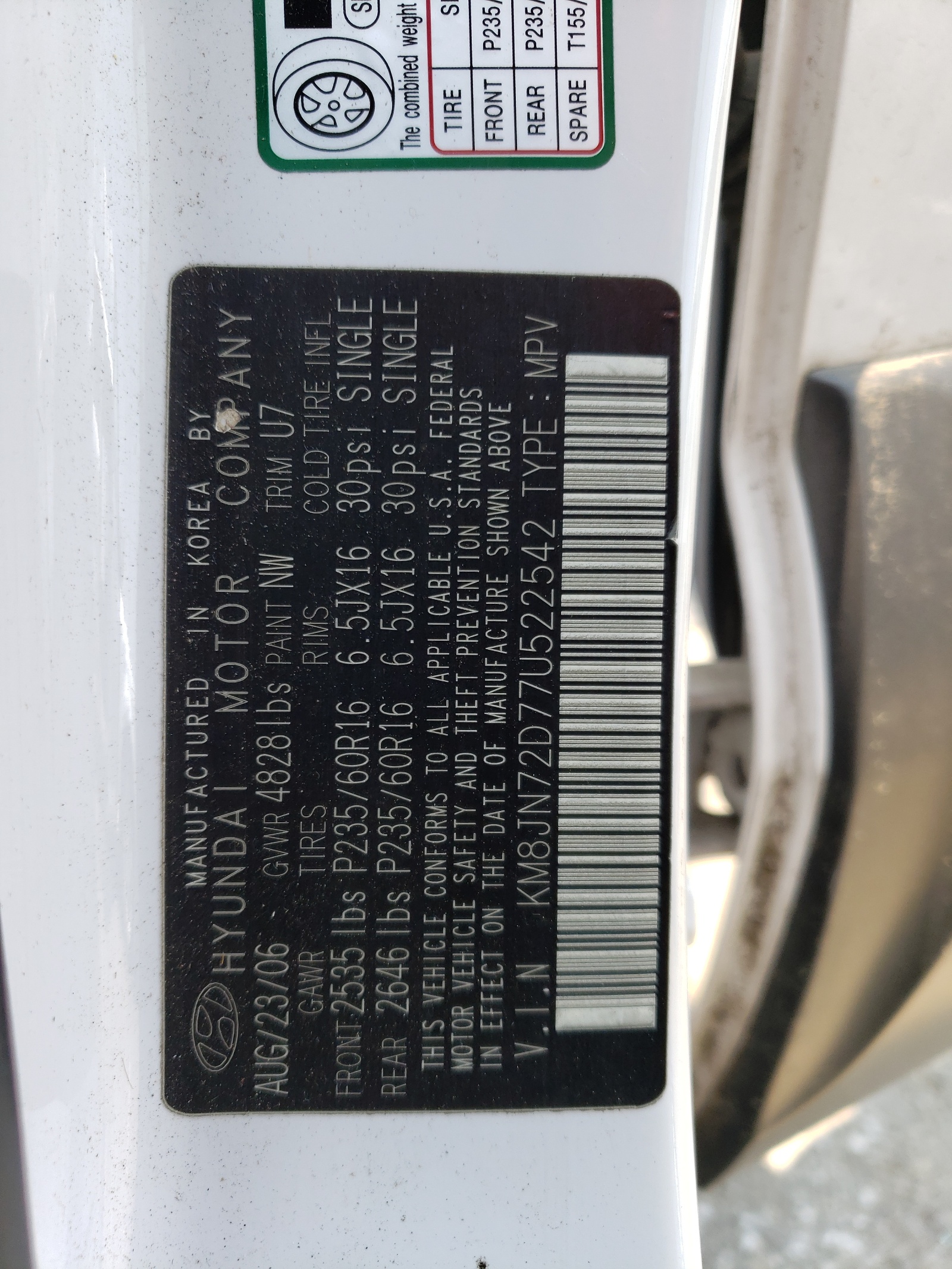 KM8JN72D77U522542 2007 Hyundai Tucson Se