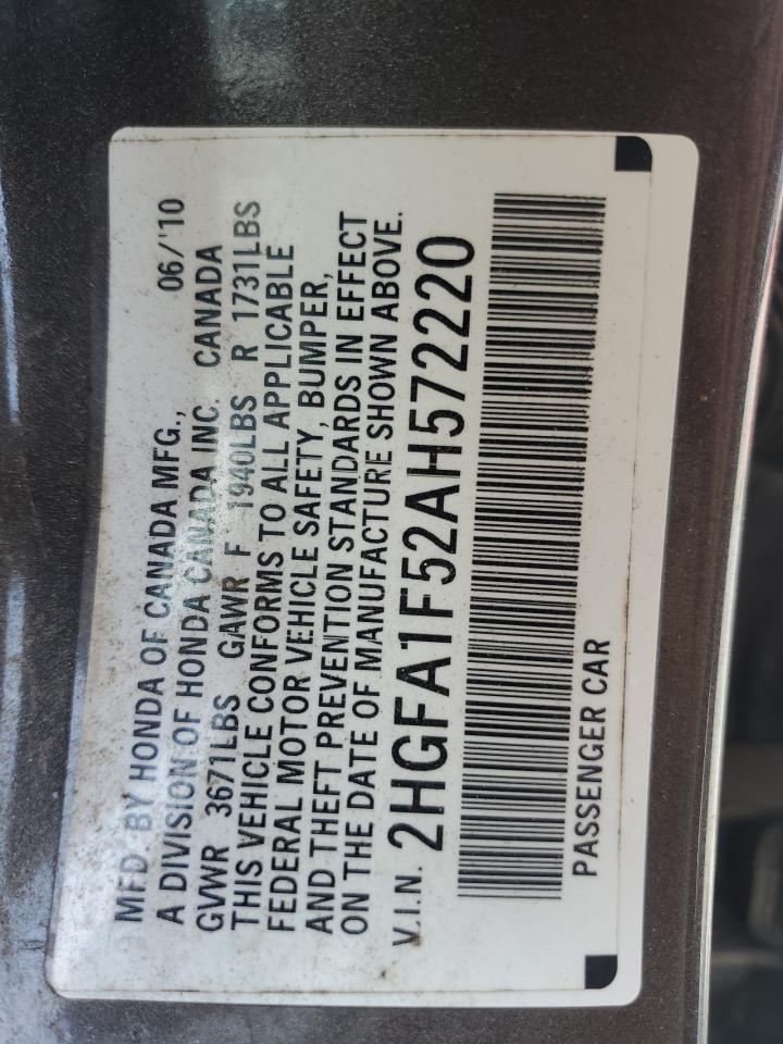 2010 Honda Civic Lx VIN: 2HGFA1F52AH572220 Lot: 63928144