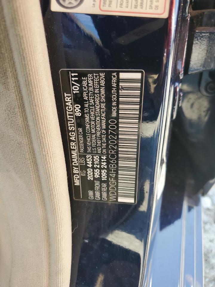 2012 Mercedes-Benz C 250 VIN: WDDGF4HB6CR202700 Lot: 65543884