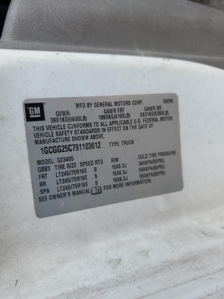 2009 Chevrolet Express G2500 VIN: 1GCGG25C791103612 Lot: 62447094