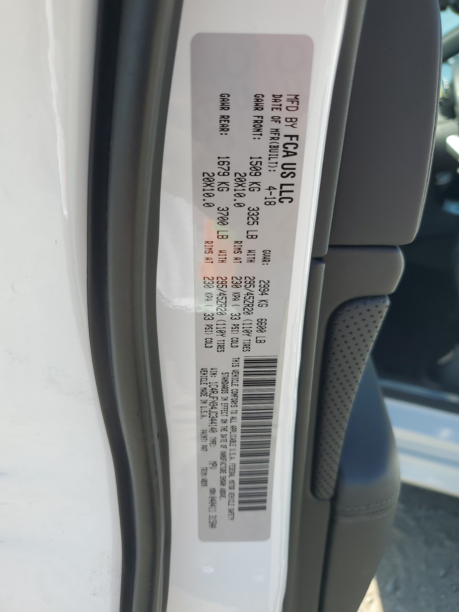 1C4RJFN94JC344140 2018 Jeep Grand Cherokee Trackhawk