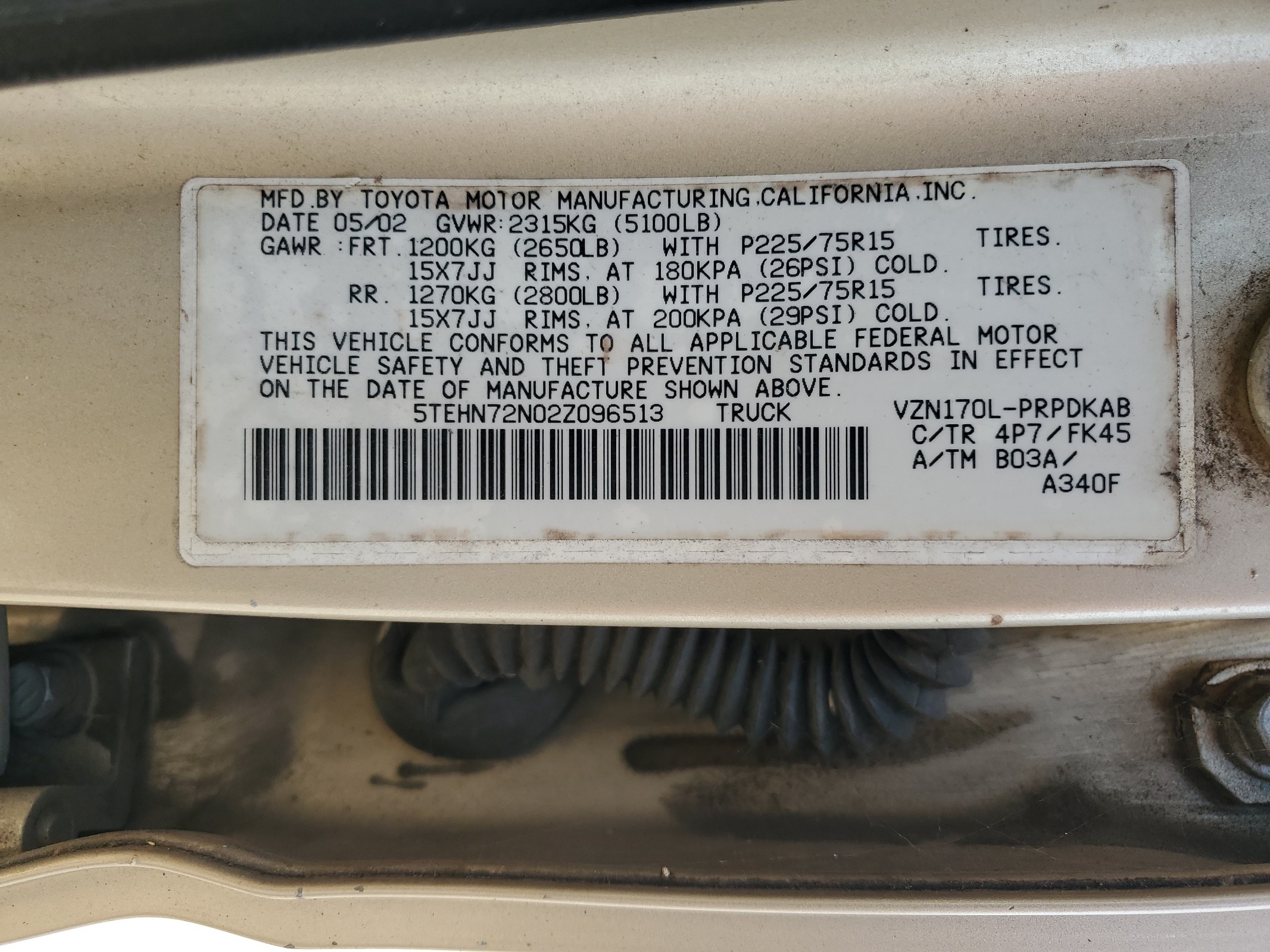 5TEHN72N02Z096513 2002 Toyota Tacoma Double Cab