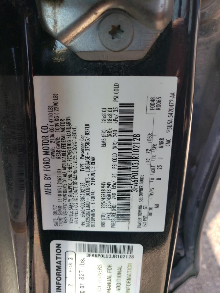 3FA6P0LU3JR102128 2018 Ford Fusion Se Hybrid