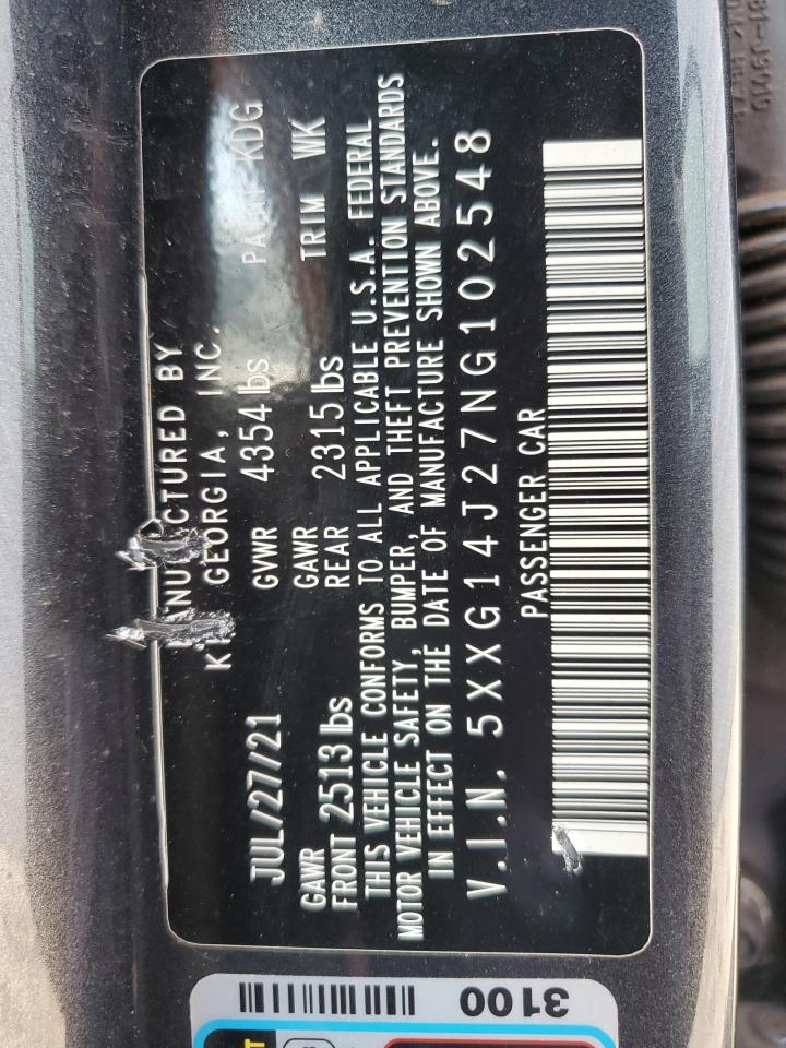 2022 Kia K5 Lxs VIN: 5XXG14J27NG102548 Lot: 63359404