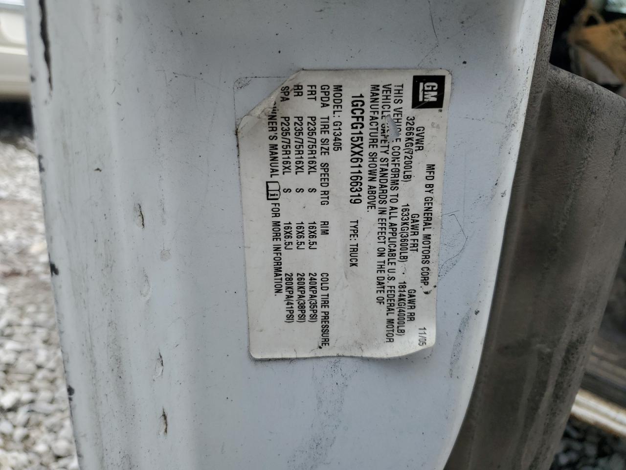 2006 Chevrolet Express G1500 VIN: 1GCFG15XX61166319 Lot: 64608864