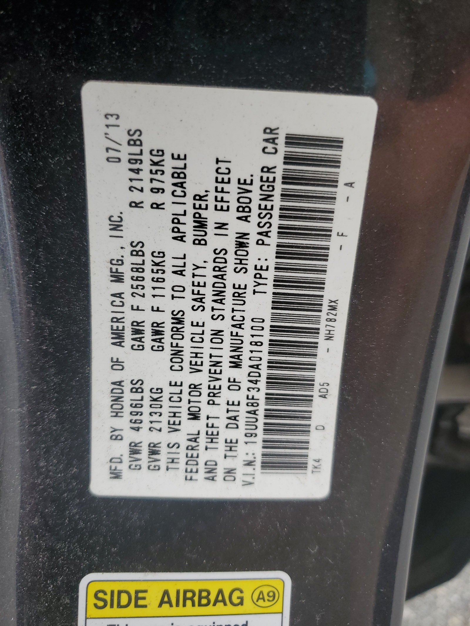 19UUA8F34DA018100 2013 Acura Tl Se