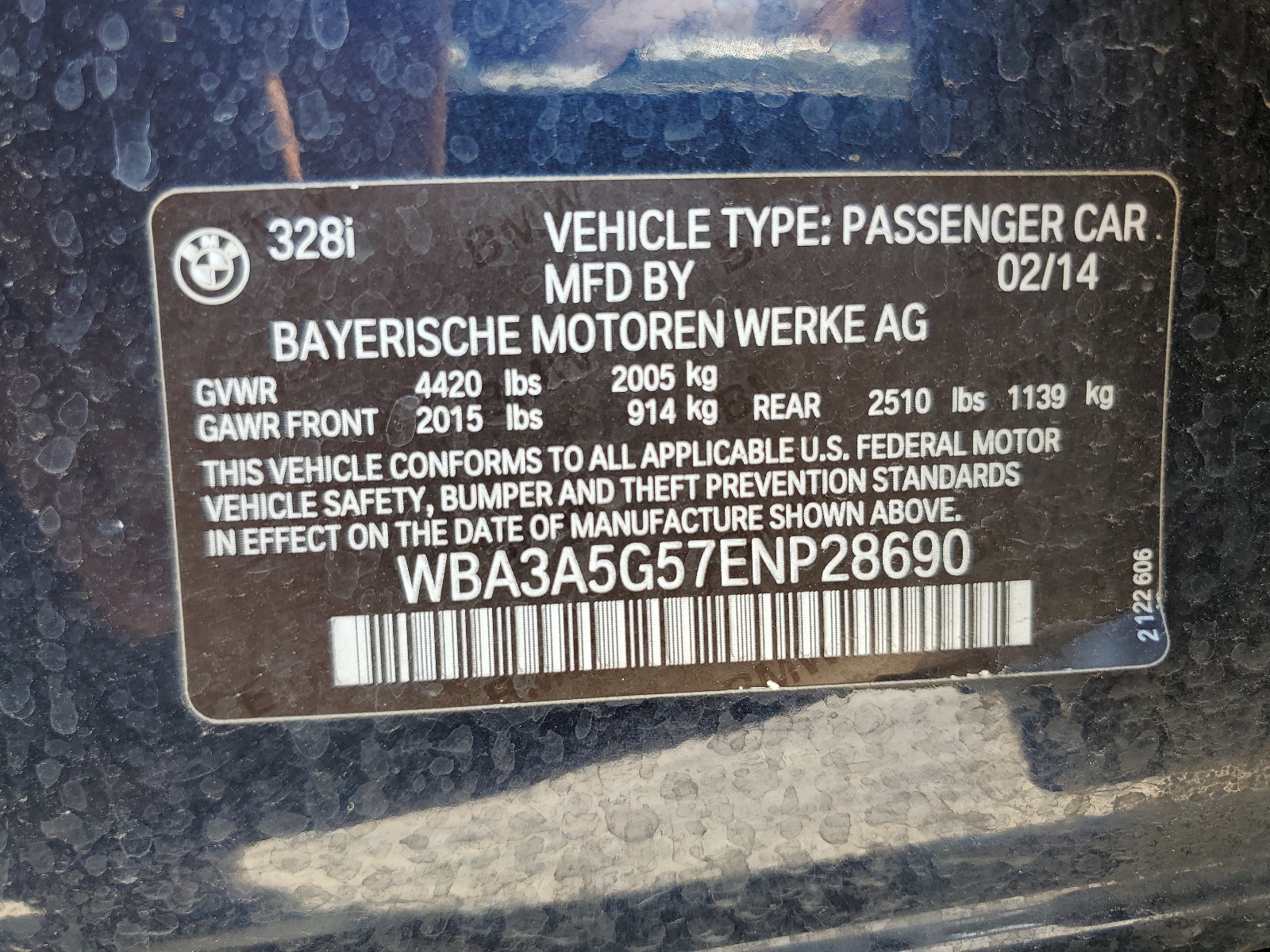 WBA3A5G57ENP28690 2014 BMW 328 I