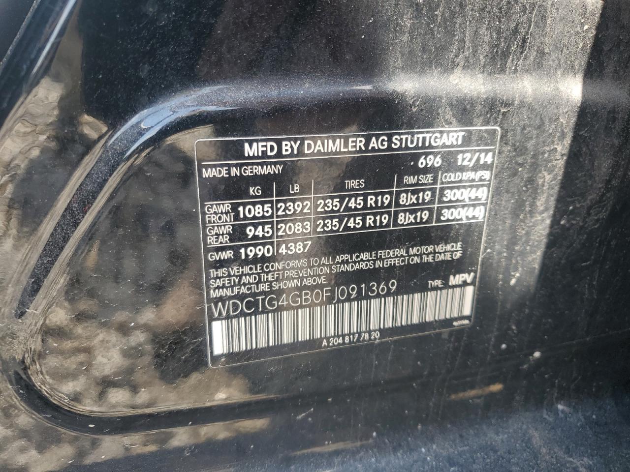 2015 Mercedes-Benz Gla 250 4Matic VIN: WDCTG4GB0FJ091369 Lot: 63230724