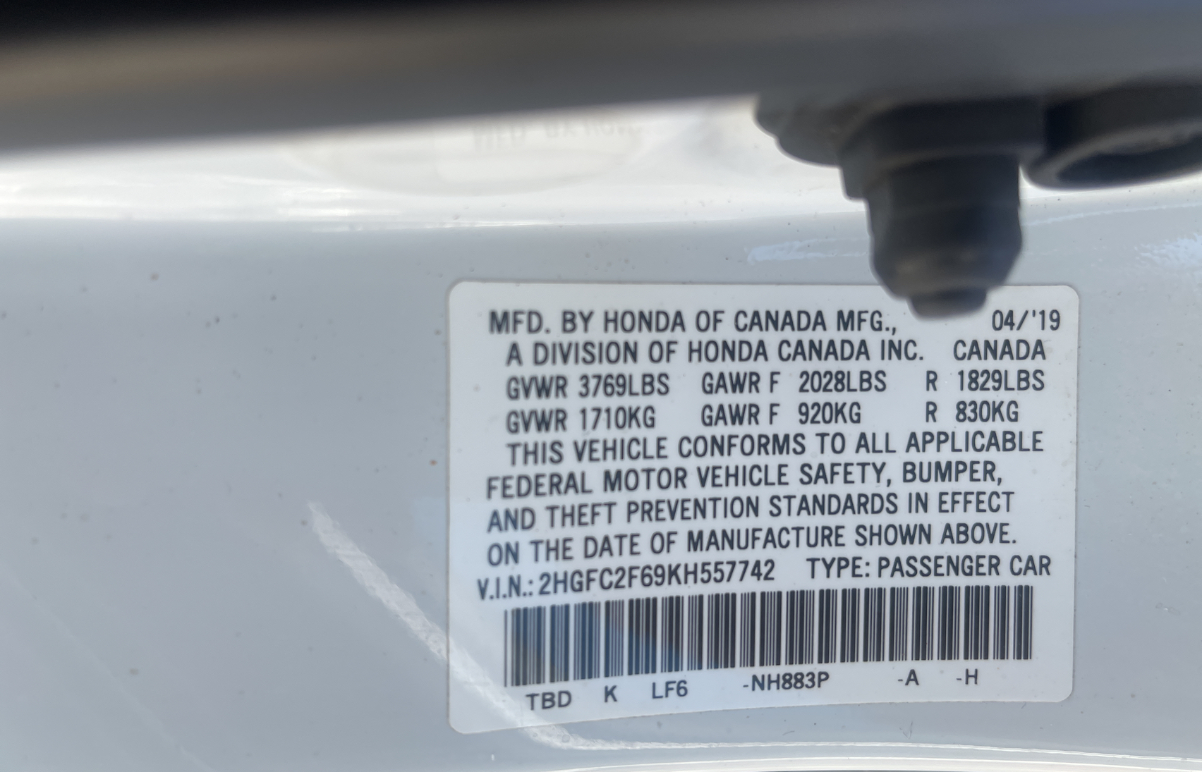 2019 Honda Civic Lx vin: 2HGFC2F69KH557742