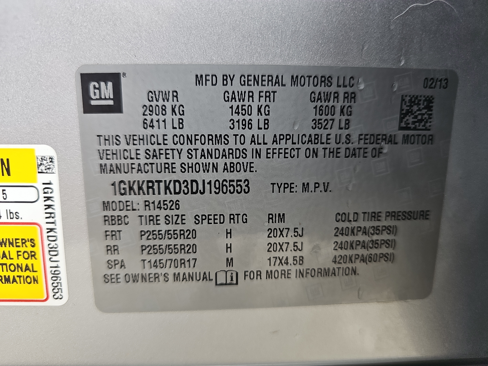 2013 GMC Acadia Denali vin: 1GKKRTKD3DJ196553