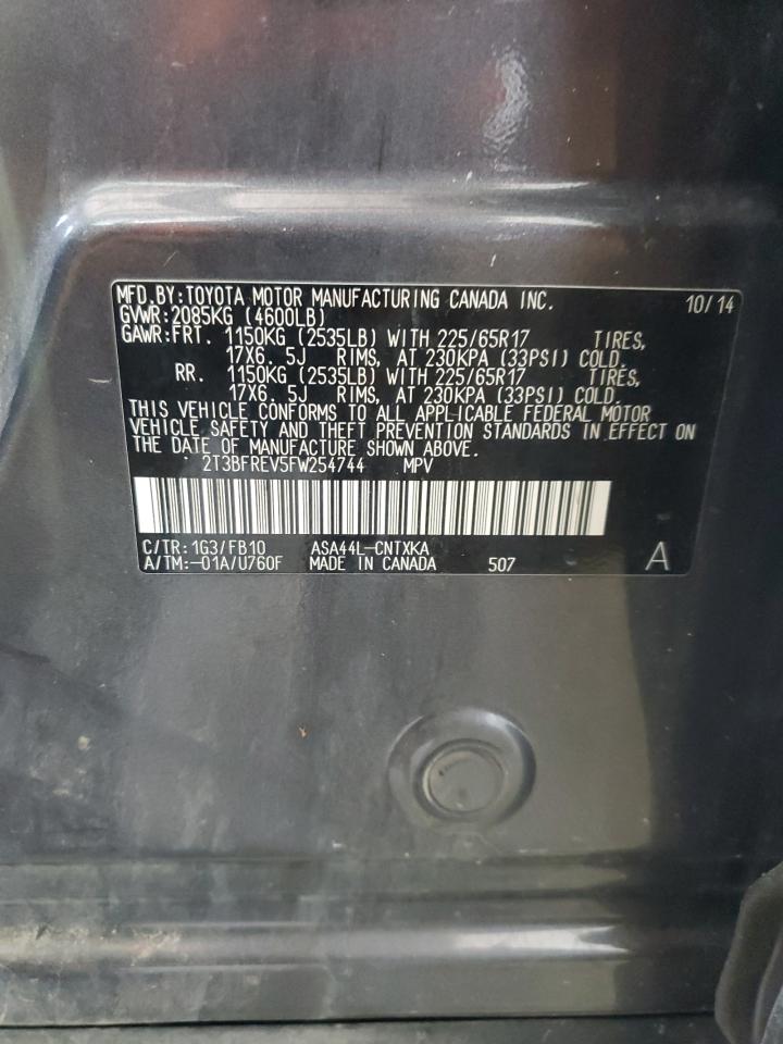 2015 Toyota Rav4 Le VIN: 2T3BFREV5FW254744 Lot: 63711504