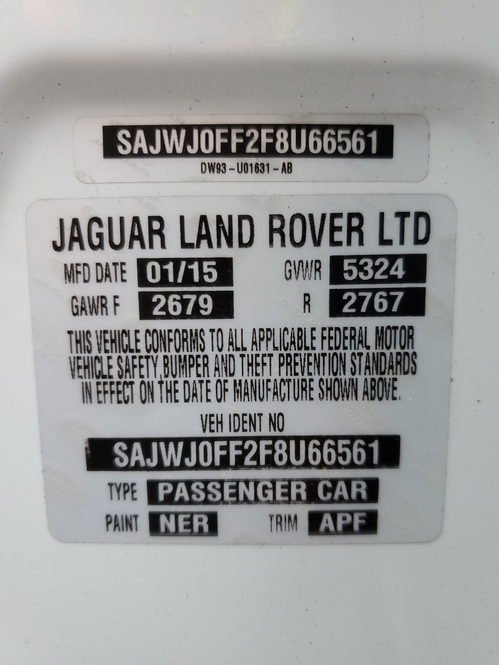 SAJWJ0FF2F8U66561 2015 Jaguar Xf 3.0 Sport Awd