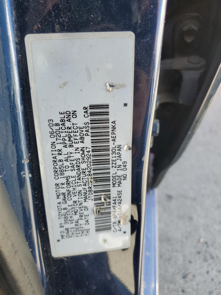 2004 Toyota Corolla Ce VIN: JTDBR32E842029247 Lot: 63144134