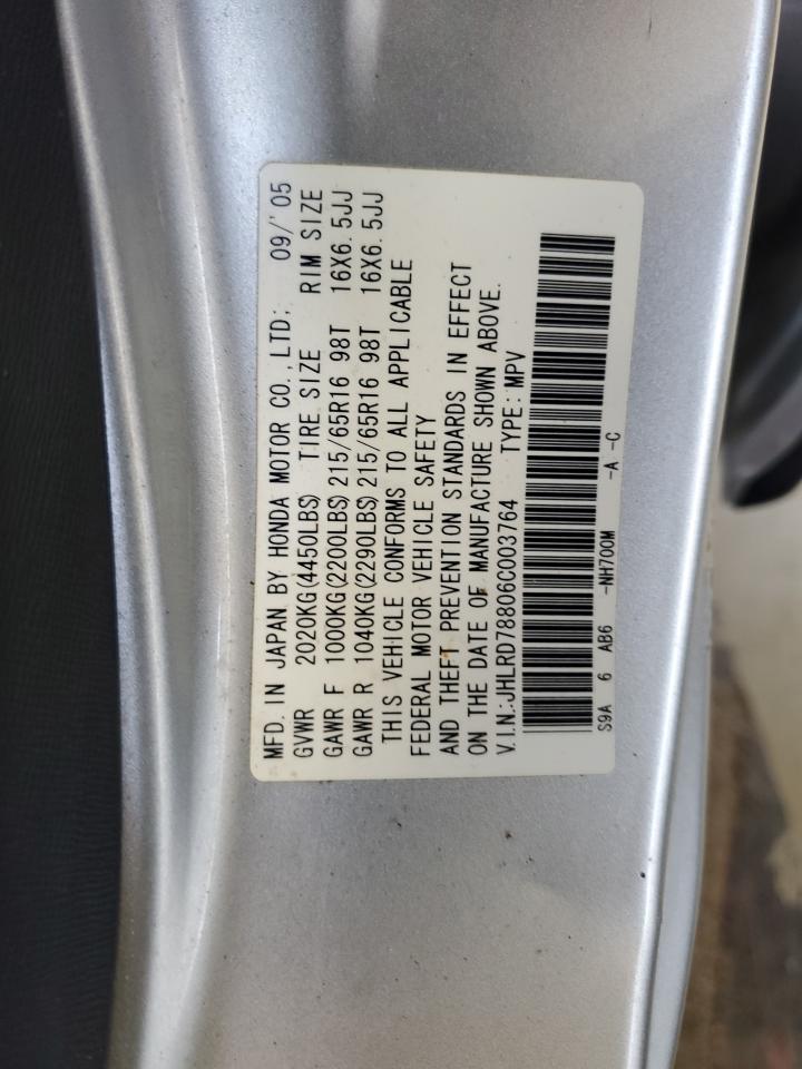 2006 Honda Cr-V Ex VIN: JHLRD78806C003764 Lot: 65111404