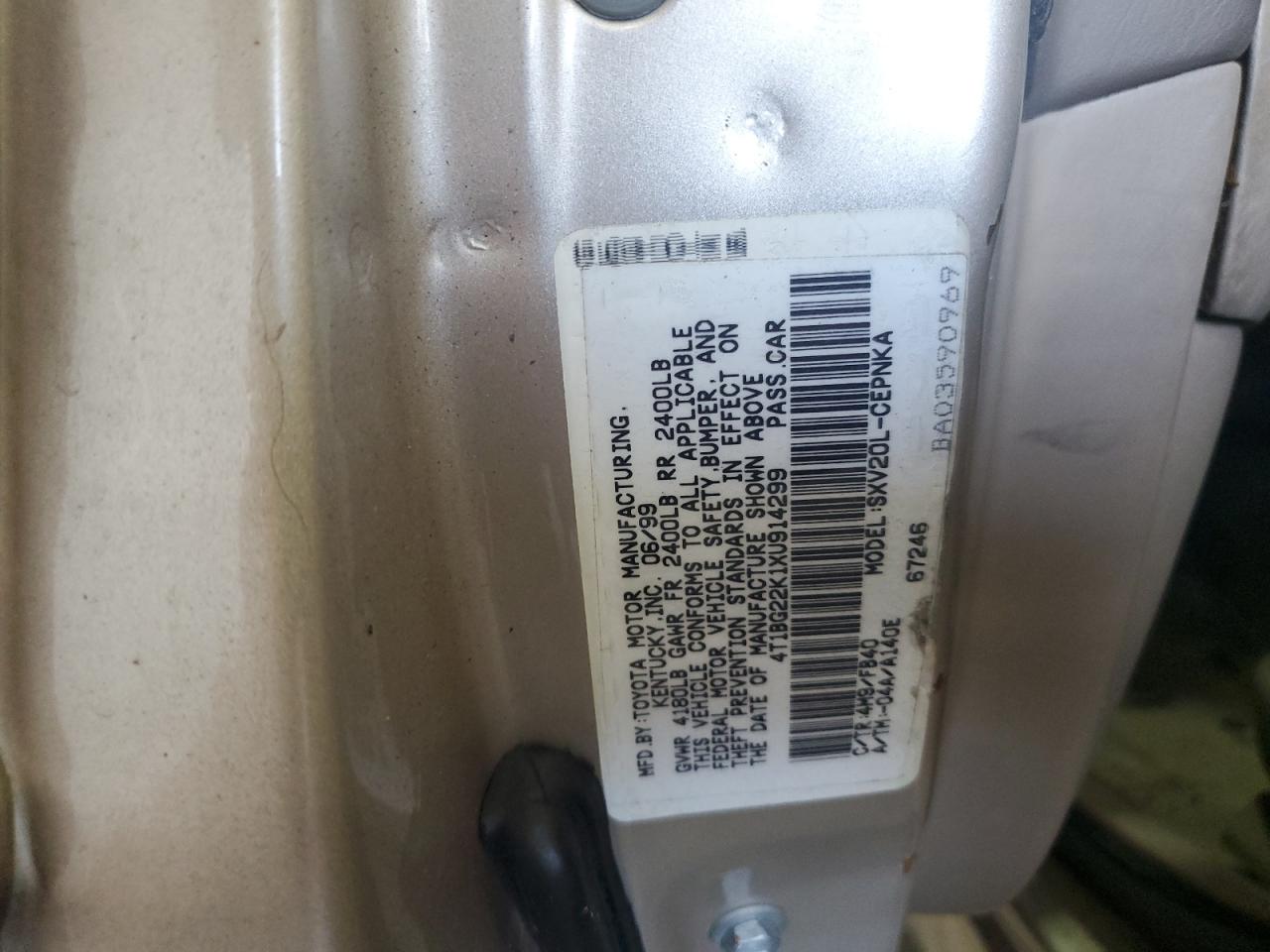 1999 Toyota Camry Ce VIN: 4T1BG22K1XU914299 Lot: 64932114