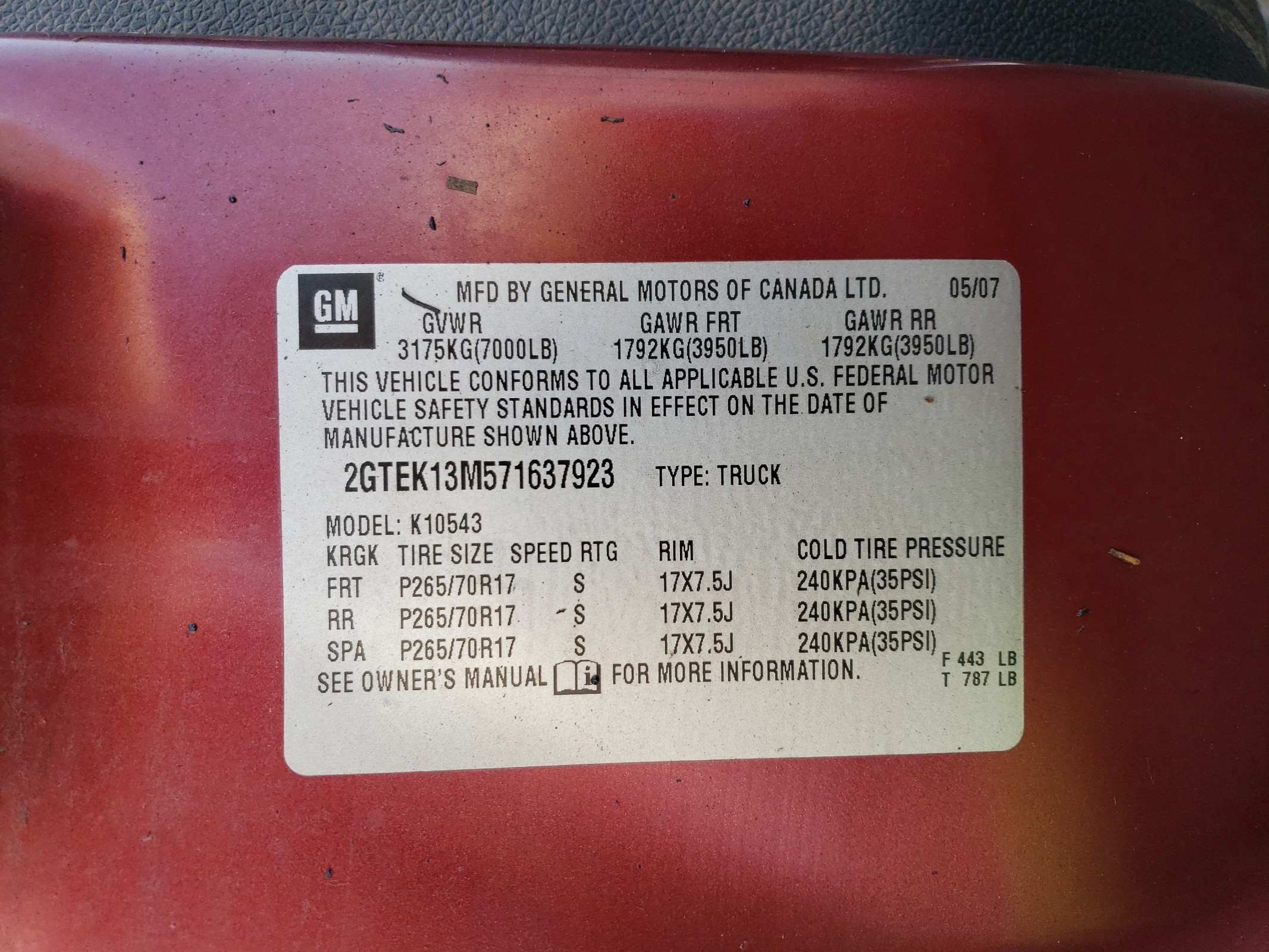 2GTEK13M571637923 2007 GMC New Sierra K1500