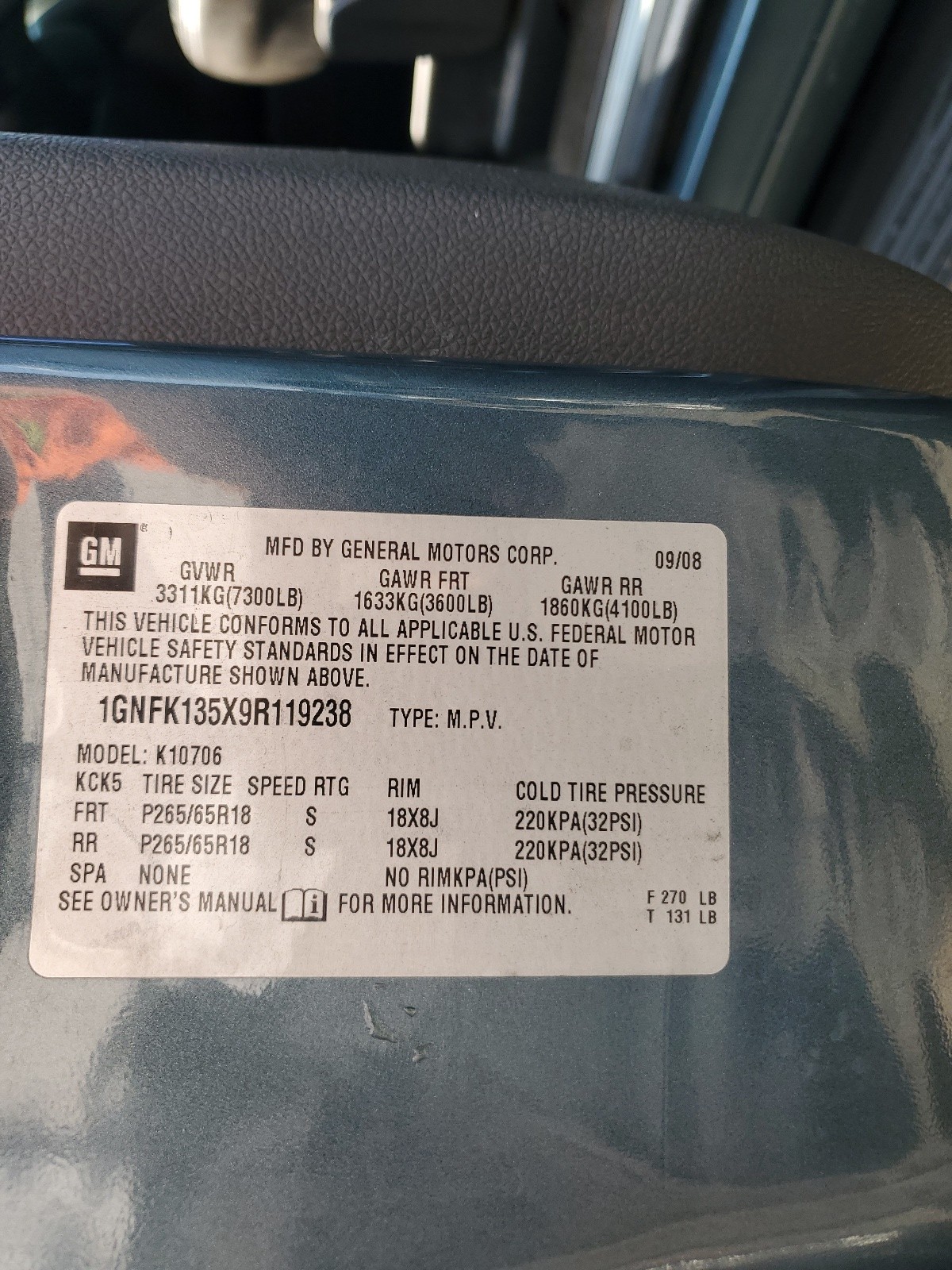 1GNFK135X9R119238 2009 Chevrolet Tahoe Hybrid