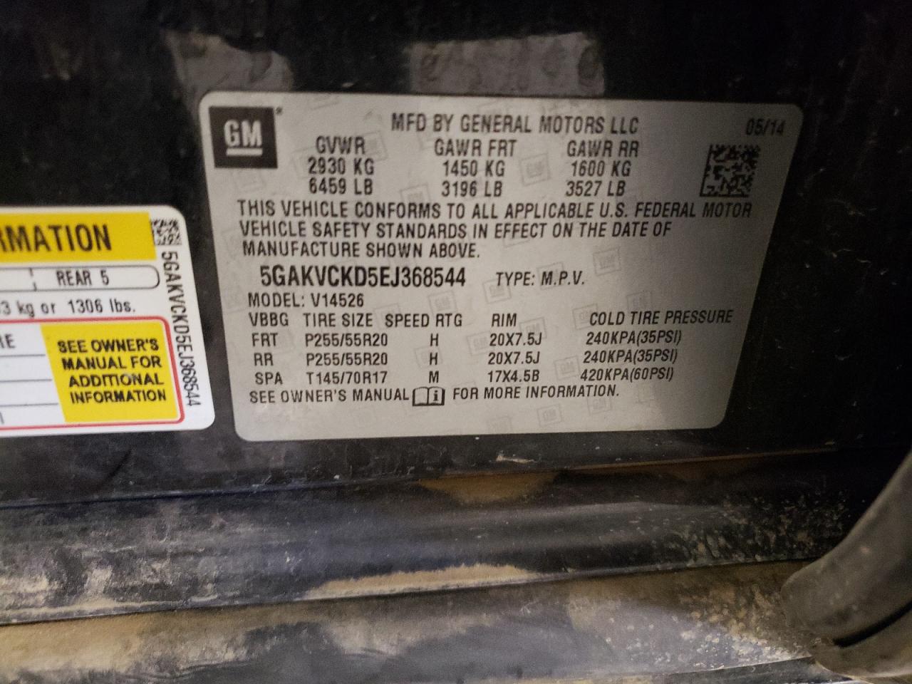 2014 Buick Enclave VIN: 5GAKVCKD5EJ368544 Lot: 63445914