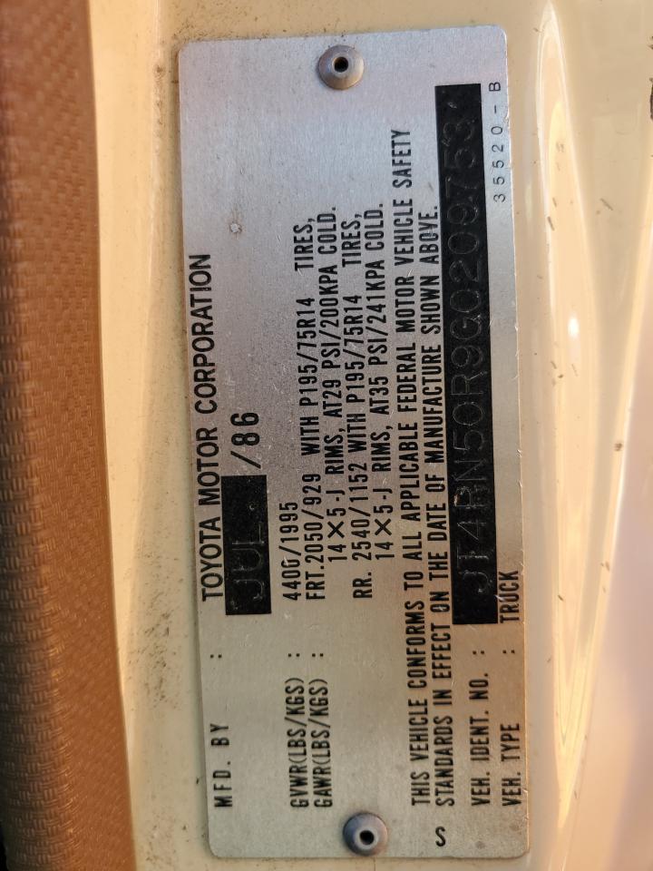 1986 Toyota Pickup 1/2 Ton Rn50 VIN: JT4RN50R9G0209753 Lot: 63664364