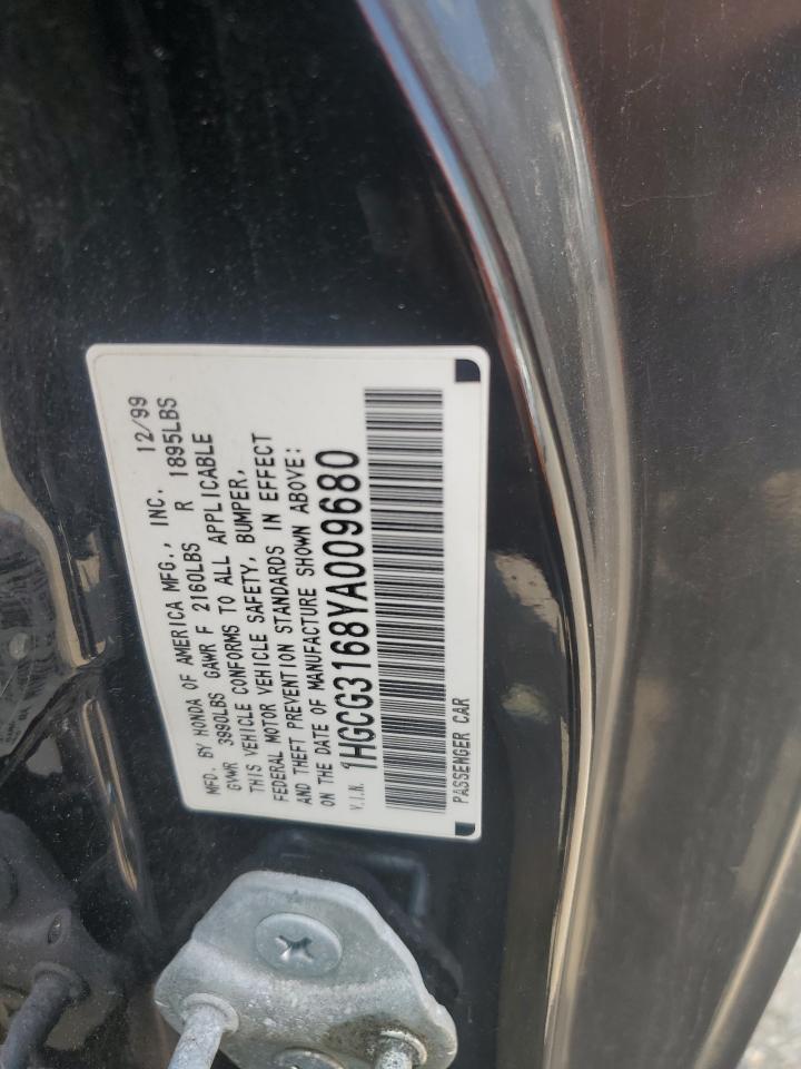 2000 Honda Accord Lx VIN: 1HGCG3168YA009680 Lot: 65042674